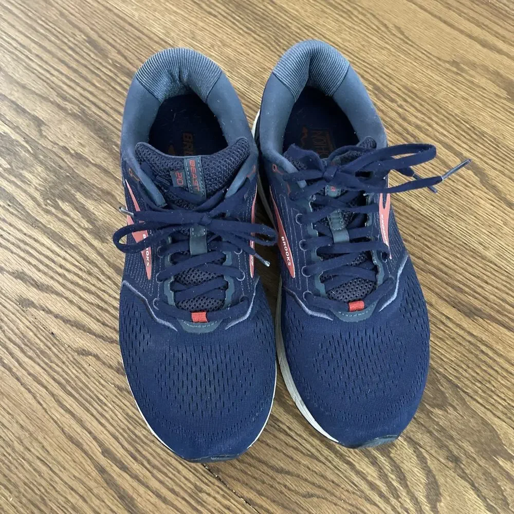Brooks Beast 20 Comfort Running Shoes Sneakers Navy Mens Size 12 4E Extra Wide